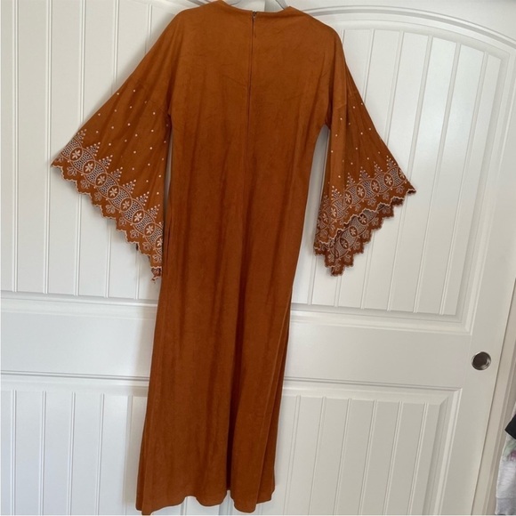 Vintage 1970’s Keyloun eyelit terracotta rust brown boho dress size small - Picture 11 of 14